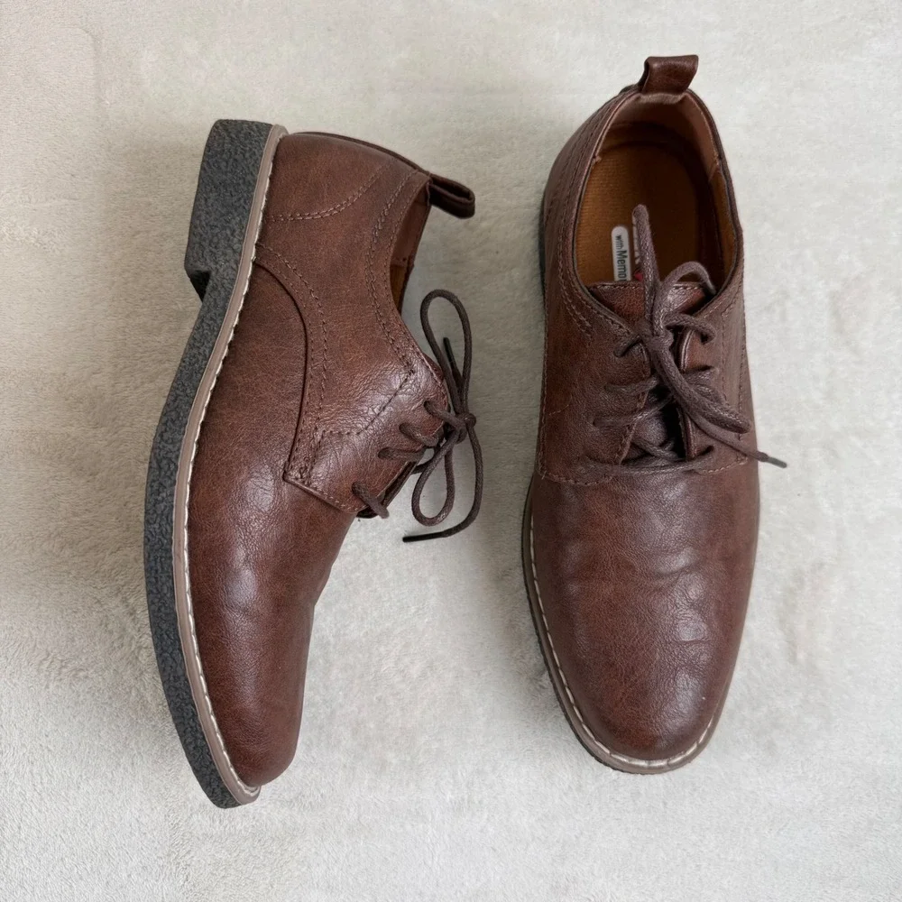 Deer Stags Boys Brown Simulated Leather Oxford Dress‎ Shoes Size 4 Formal Party